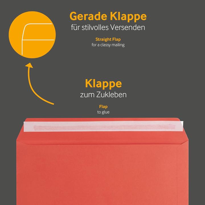 Image du produit Blanke Briefhüllen 50 rote Briefumschläge DIN C4 mit Haftklebung (C4, 50 x)