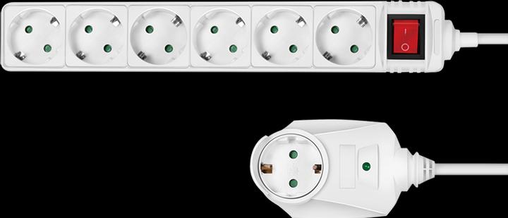 Immagine prodotto LogiLink Presa di corrente a 7 vie + interruttore, 6x CEE 7/3 + 1 spina passante, 2 m (6 x, CEE 7/3, 2 m)