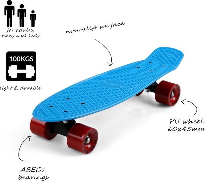 Actual product image Monzana Skateboard Mini Cruiser 57cm LED Vintage (22.44")
