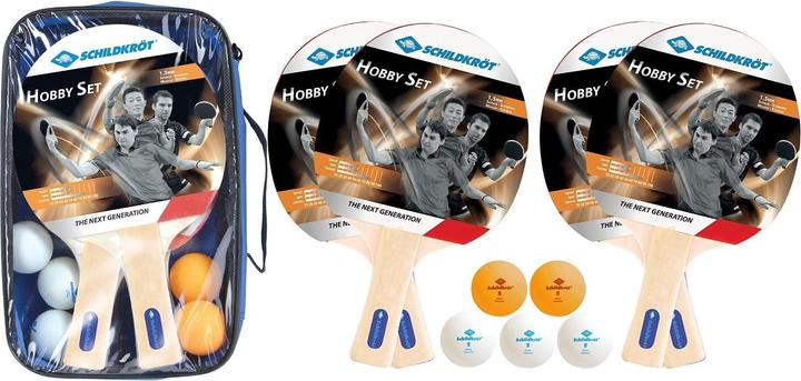 Actual product image Schildkröt Donic-Schildkröt 788603 - Table tennis set Hobby for 4 players, 4 bats with 5 balls in bag