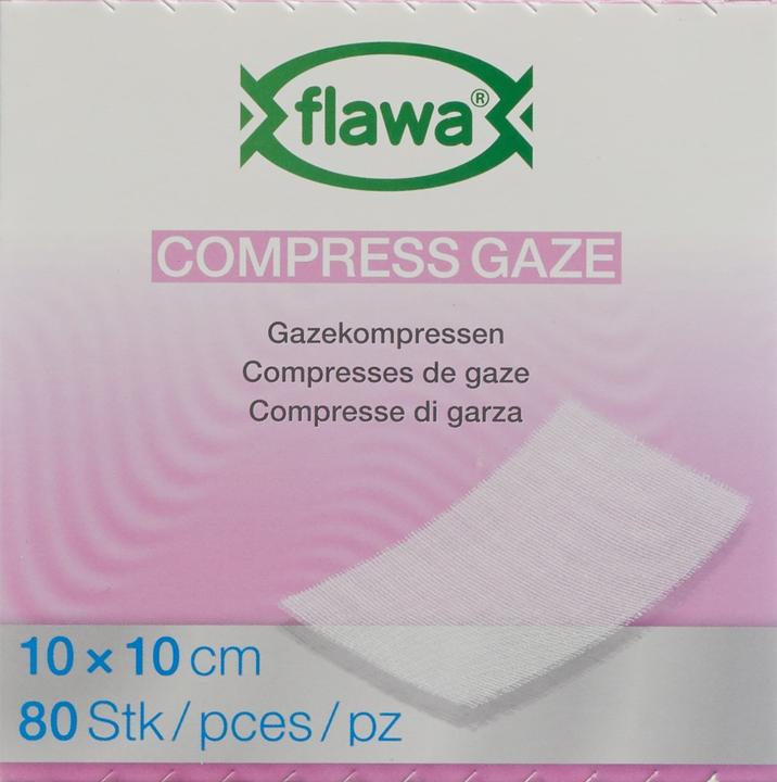 Actual product image Flawa Gauze compresses cut 10x10cm germ reducing treated