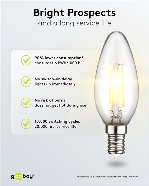 Produktbild Goobay Filament-LED-Kerze (E14, 6 W, 1055 lm, 1 x, C)