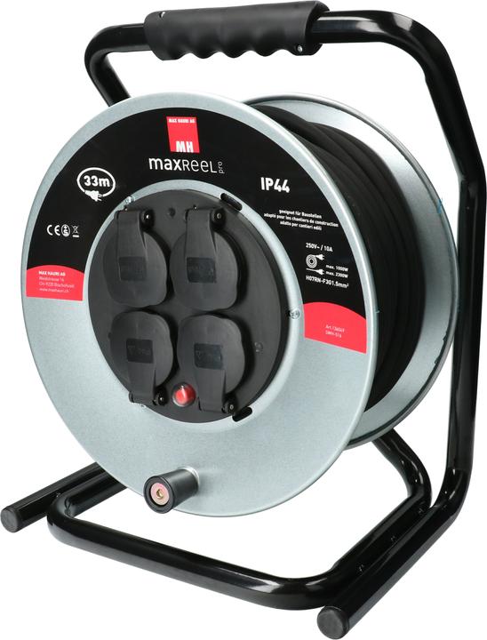 Max Hauri maxReeL Stahl-Kabelrolle IP44 4x Typ 13 (33 m, 3 mm²)