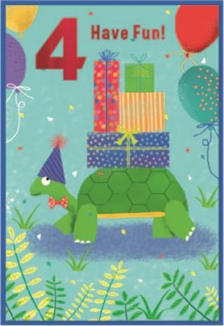 Actual product image Simon Elvin Have Fun 4th Birthday Greetings Card (Pack of 6) (6 pcs.)