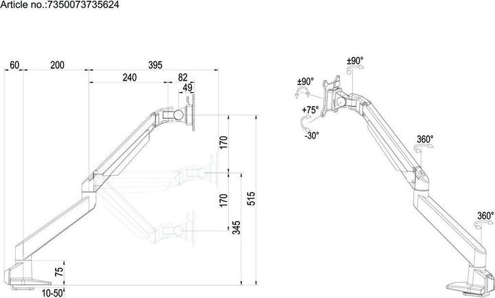 Immagine prodotto Multibrackets MB Braccio di sollevamento a gas HD (Tavolo, 32")