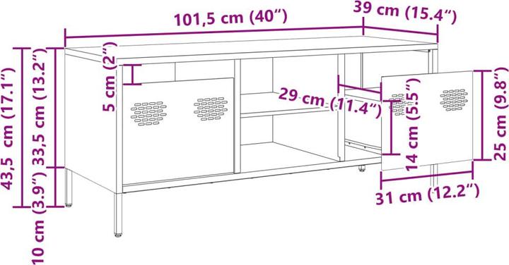 Produktbild VidaXL TV Schrank Fernsehtisch Fernsehschrank Lowboard TV Möbel Anthrazit Stahl