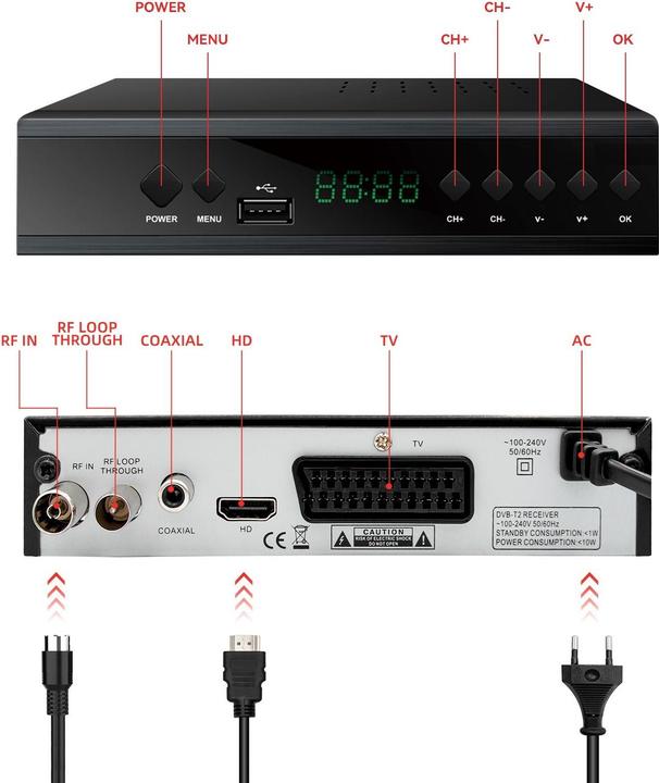 Actual product image Extralink Home | DVB-T2 TV Decoder Tuner | H.265 HEVC FULL HD USB HDMI + Remote Control
