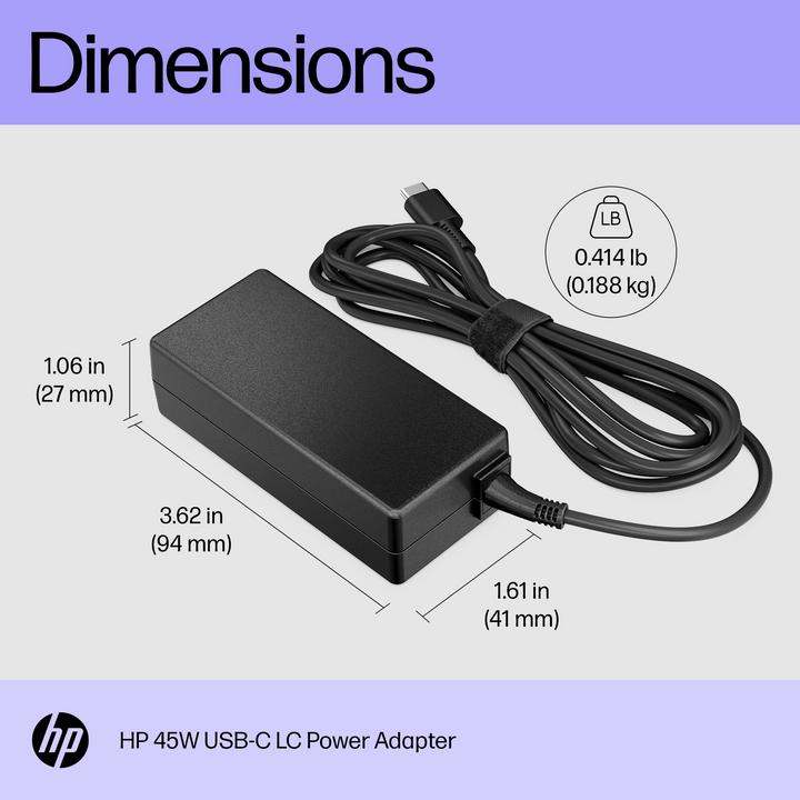 Image du produit HP USB-C LC Power Adapter (45 W)