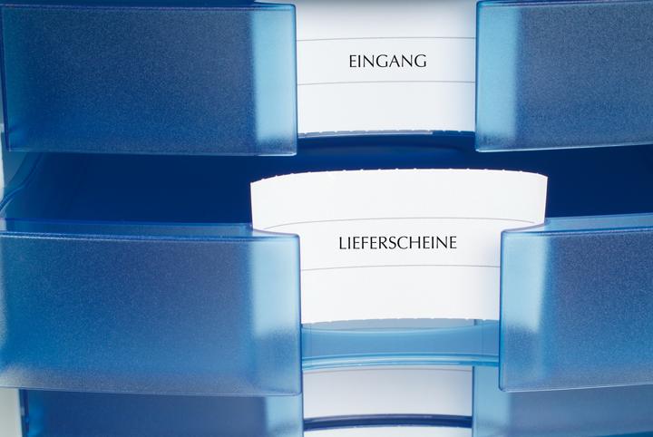 Produktbild Han Schubladenbox IMPULS, 4 Schübe, Gehäuse: lichtgrau Schubladen: blau, aus Polystyrol, auswechselbare (C4)