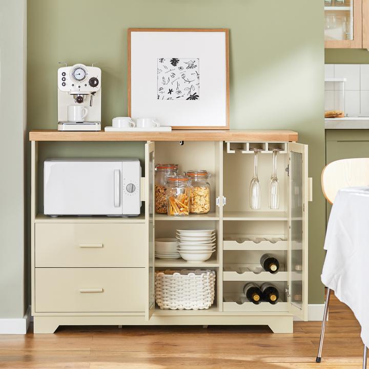 Produktbild SoBuy Sideboard mit 2 Glastüren (120 x 40 x 90 cm)