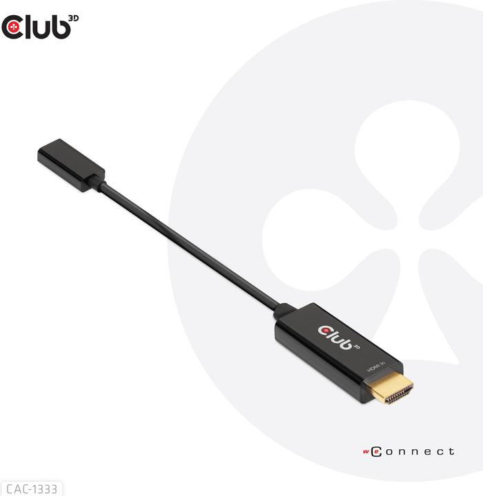 Club 3D HDMI (Typ A) — USB C (HDMI, USB-C, 22 cm)