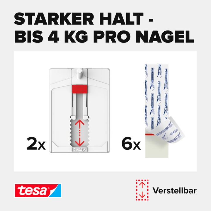 Produktbild tesa Klebenagel für Fliesen & Metall, höhenverstellbar