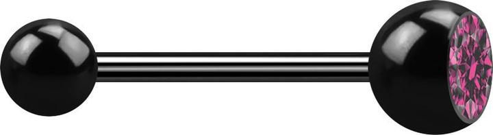 Star Piercing Micro Barbell schwarz mit Kugel und Kugel Kristall pink (Chirurgenstahl 316L, ohne Messing)