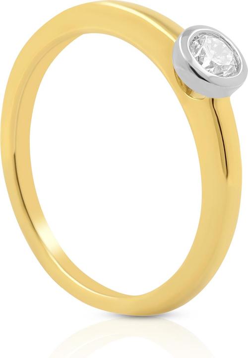 Muau Solitaire ring frame setting yellow gold 750, diamonds 0.25ct. setting white gold 750
