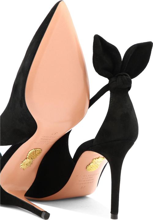 Actual product image Aquazzura bow tie pump 85 in black suede (39)