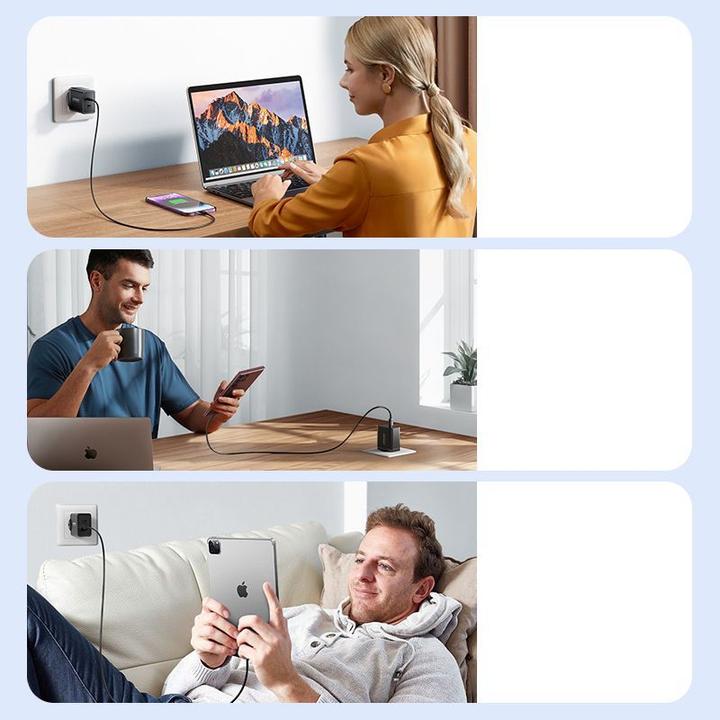 Actual product image Joyroom JR-TCF09 fast charger 2x USB-C 40W - black (40 W)