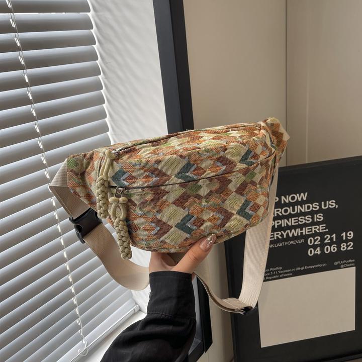 Immagine prodotto Only-Bags.Store Elegante borsa a tracolla con cintura - Tracolla regolabile, nylon, chiusura a zip, foderata in