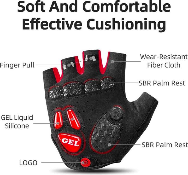 Actual product image Rockbros S169BR XXL cycling gloves with gel inserts - black and red (XXL)