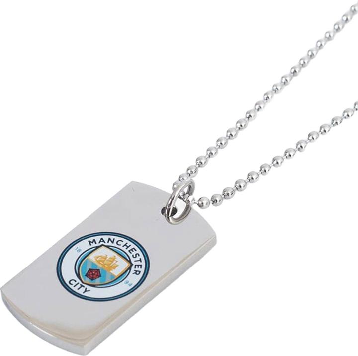 Manchester City FC Wappen Erkennungsmarke und Kette Edelstahl (100% synthetisches Material)