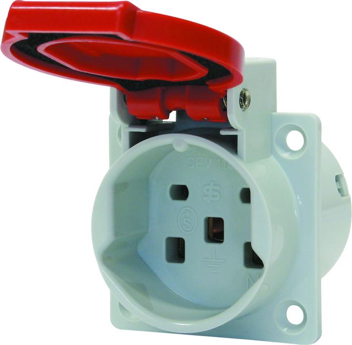 Steffen Nass-Einbausteckdose 1xT25 (16A/400V) mit Dichtung IP54 gr/rt