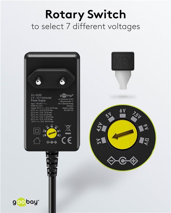 Actual product image Goobay Universal-Netzteil 3 V - 12 V