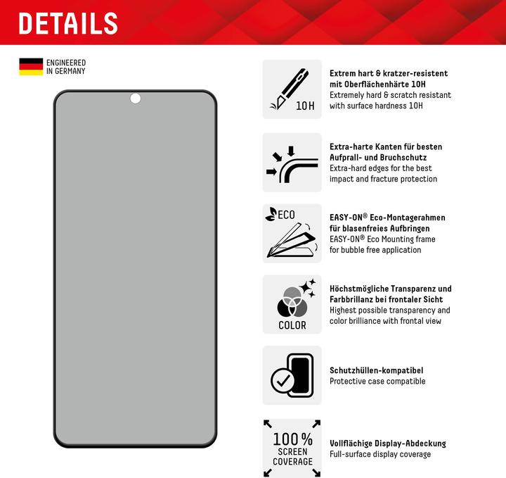 Produktbild Displex Real Glass, Privacy Full Cover Panzerglas (1 Stück, Samsung Galaxy S22 5G, Samsung Galaxy S23)