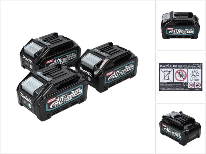 Produktbild Makita Akku Set 3x BL 4040 40 V max. 4,0 Ah XGT Li-Ion Akku ( 3x 191B26-6 ) IP64 Schutzklasse mit LE (40 V)