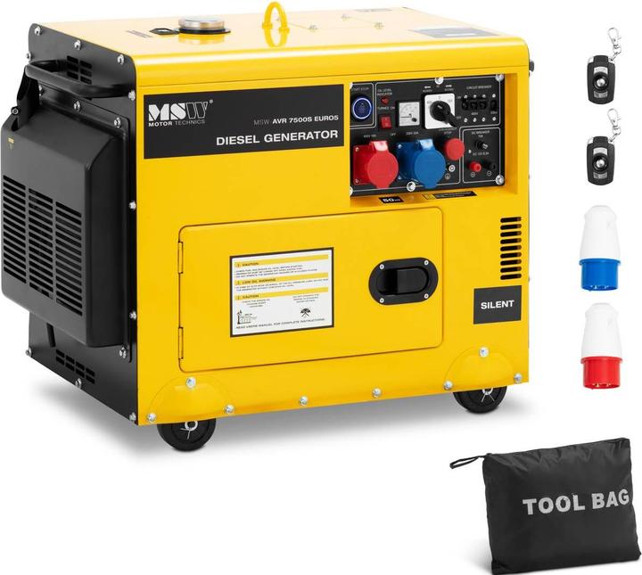 Produktbild MSW Notstromaggregat Diesel Stromerzeuger 6370/7500 W 16 L 230/400 V AVR Euro 5 (7500 W, 16 l)