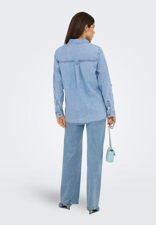 Immagine prodotto Only Normal geschnitten Hemdkragen Umgeschlagene Ärmelbündchen Jeanshemd Jeanshemd (S)