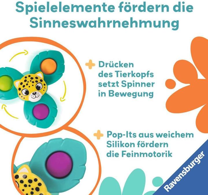 Productafbeelding Ravensburger 4868 play+ Pop-it spinner: luipaard, zuignap speeltje, siliconen speeltje