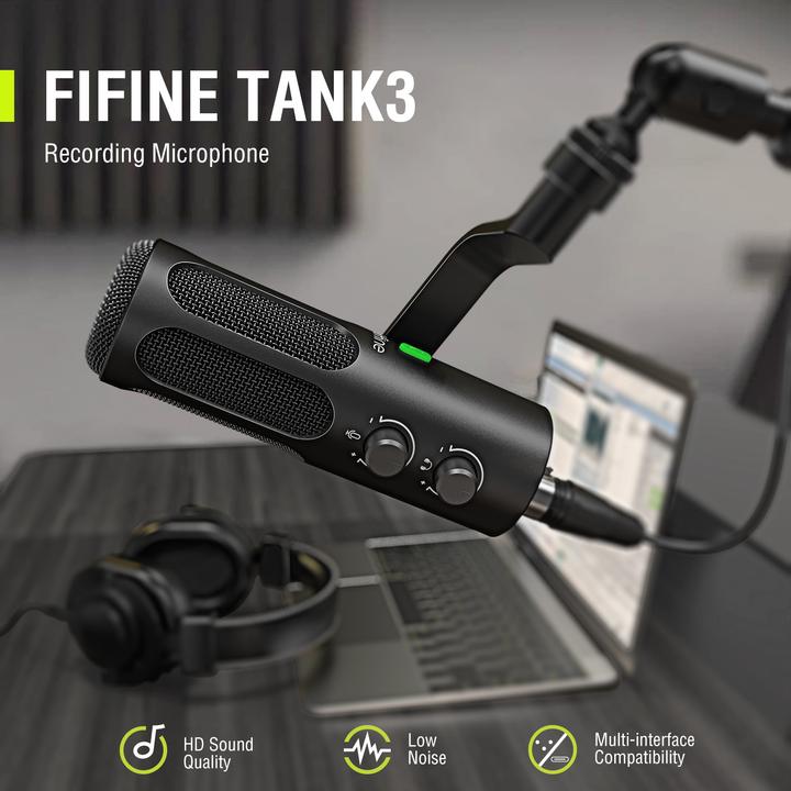 Actual product image Fifine Tank3 Professional USB Microphone 3.5mm
