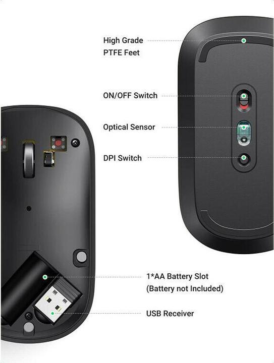 Produktbild Ugreen Portable Wireless Mouse (Black) (Kabellos)