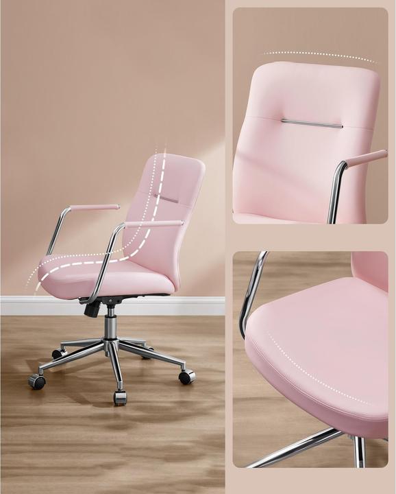 Actual product image Songmics Office chair with upholstered backrest and armrests, pink