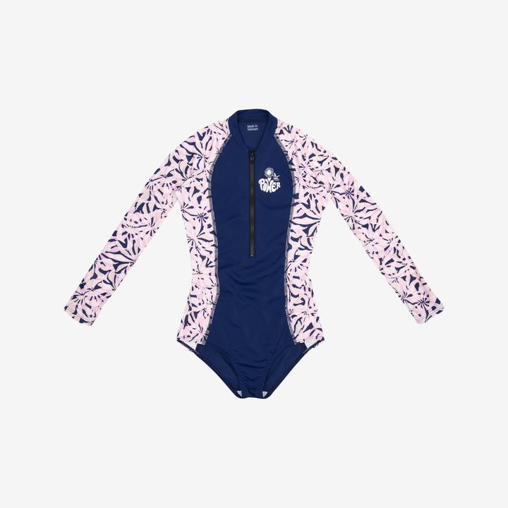Actual product image Olaian Badeanzug Surfen Mädchen langarm Frontreissverschluss 500 Lucy lila (8, 9, 10)