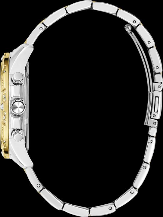 Produktbild Guess P SLV CS W/ P GLD TOP PART W/ CRYS / SUN WHT GLITZ MF DL / P SLV & GLD BRCT Armbanduhr (Uhr mit Schmuckstein, Analoguhr, 40 mm)