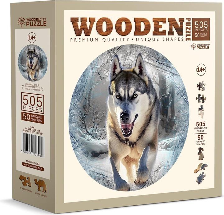 WoodenCity Puzzle Holz XL Running Wolf (505 Teile)