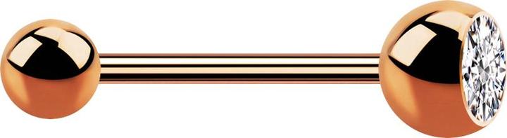 Star Piercing Micro Barbell rosegold mit Kugel und Kugel Kristall silber (ohne Messing, Chirurgenstahl 316L)