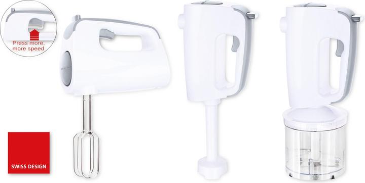 Actual product image Emerio Hand mixer with dough hook, whisks, chopper (300 W)