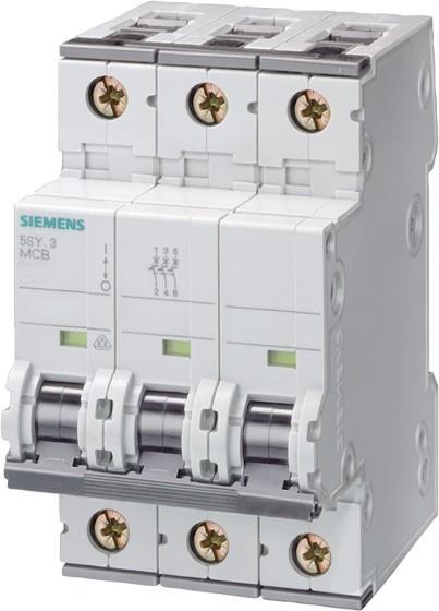 Actual product image Siemens MCB 3 Pole Type D 10kA 6A 400V