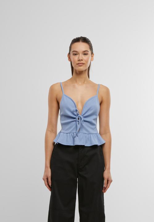 Produktbild Urban Classics Ladies Waffle Pique Ruffle Top - 137877 (M)