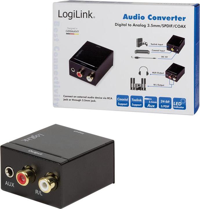 Image du produit LogiLink Adaptateur coaxial et Toslink (Numérique -> Analogique)