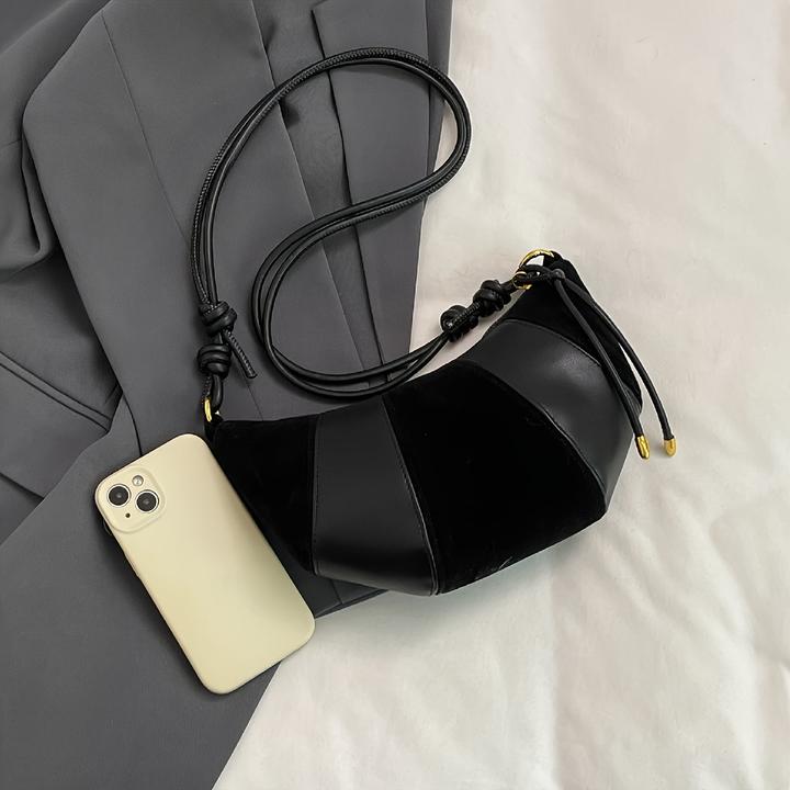 Actual product image Only-Bags.Store Mode Umhängetasche, Wildlederimitat &, einfarbig, Reissverschluss, Innenfutter aus Stoff, bemalter