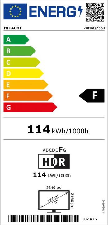 Energy Label Hitachi 70HAQ7350 (70", QLED, 4K, 2021)