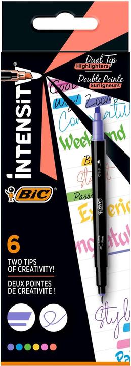 Produktbild Bic Leuchtmarker Intensity Dual Tip 6 Stück, Mehrfarbig (Mehrfarbig, 1.50 mm, 6 x)