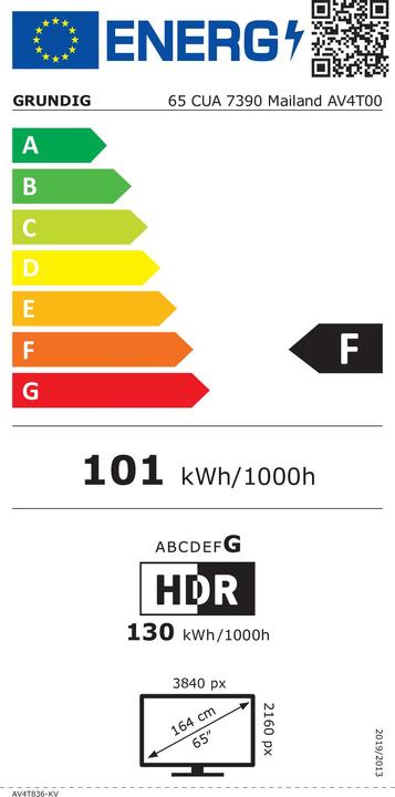Label énergétique Grundig 65 CUA 7390 Milan (65", LED, 4K)