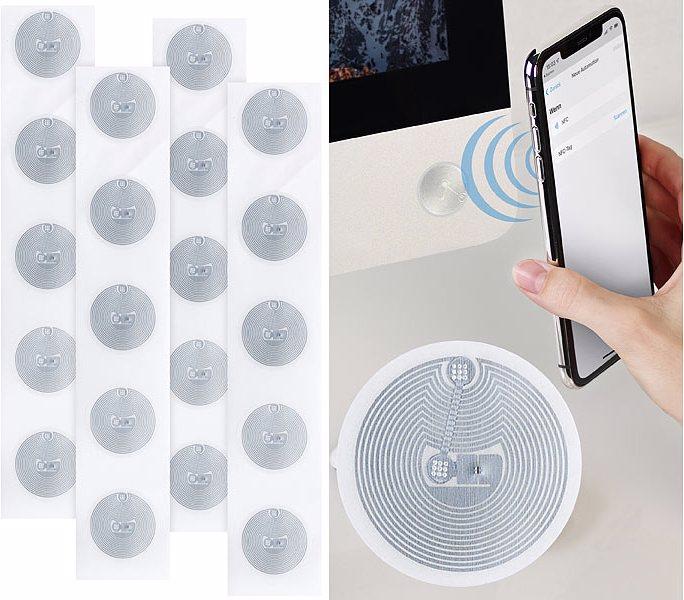 Actual product image Callstel Set of 20 NFC Tag Stickers, compatible with iOS and Android Apps (Android, iOS)