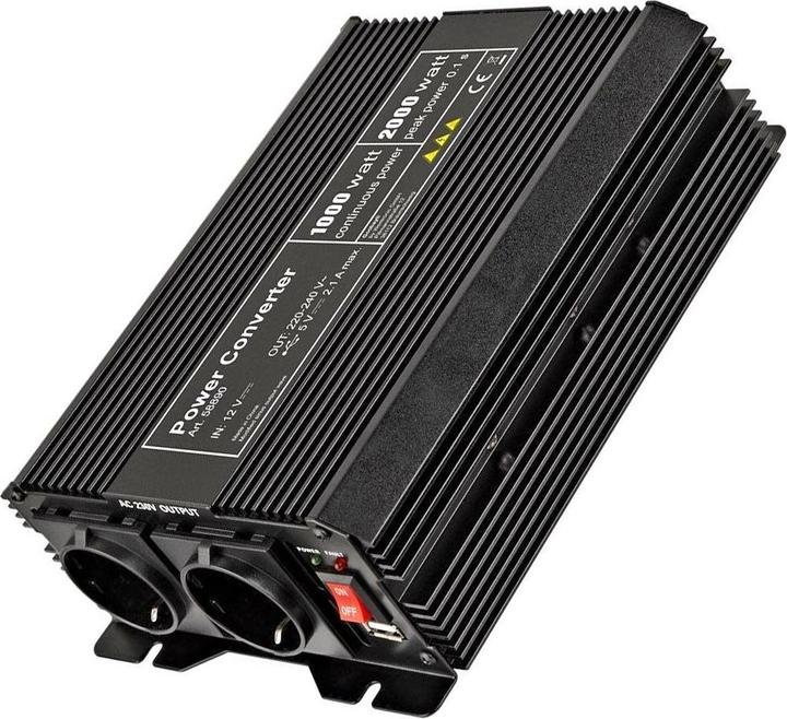 Produktbild AccuCell Spannungswandler max. 1000W wandelt die Spannung von 12 VDC in 230 VAC