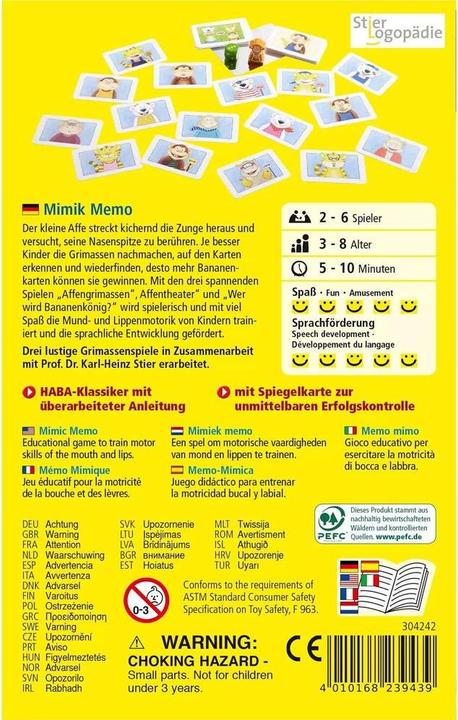 Produktbild Haba Lernspiel Mimik Memo (Deutsch)