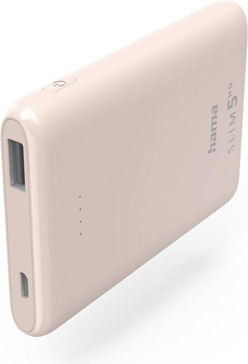 Produktbild Hama Power Pack SLIM 5HD 5000mAh, Ausgang: USB-A, Hellrosa (5000 mAh, 5 W, 18.50 Wh)