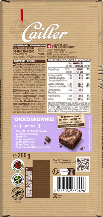 Produktbild Cailler Dessert Milchschokolade Tafel (200 g)